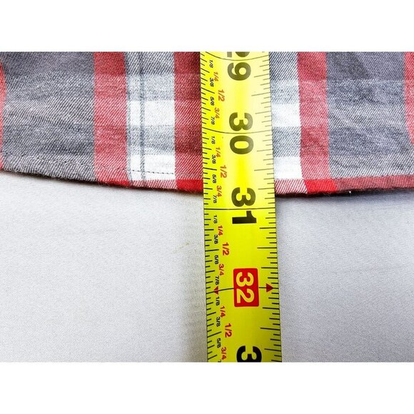 Untuckit Size 3XL Mens Gray White Red Check Long Sleeve Cotton Logo Shirt - Picture 8 of 10